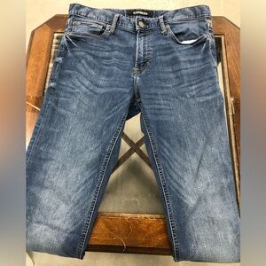 Men’s Express 32x34 Slim Straight, Stretchy, Tough Denim Blue Jeans